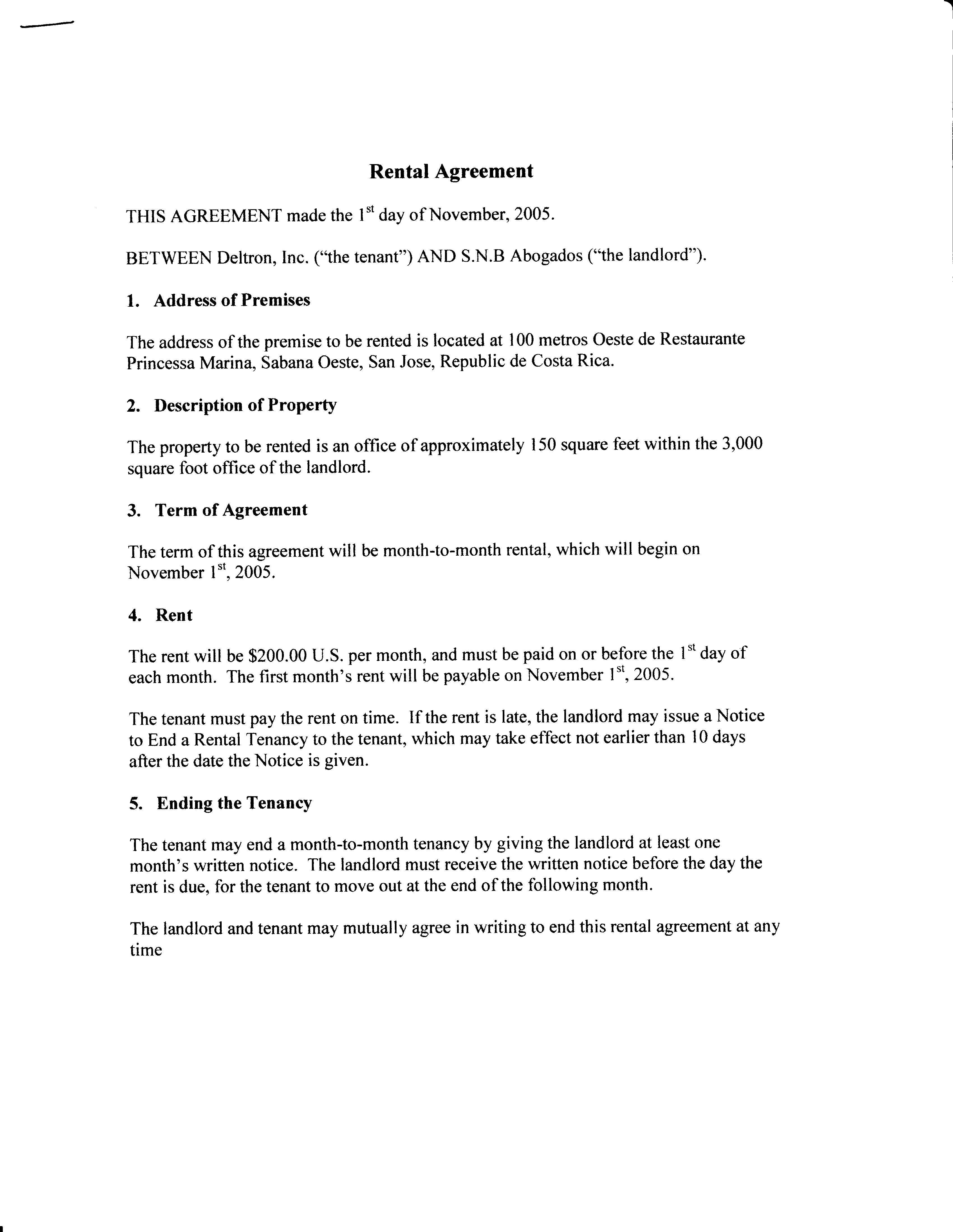 Office Rental Agreement Rental Agreement