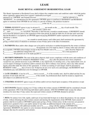 Ohio Residential Lease Agreement Monthly Rental Agreement Form Sample Lease Rent 11 Month Format