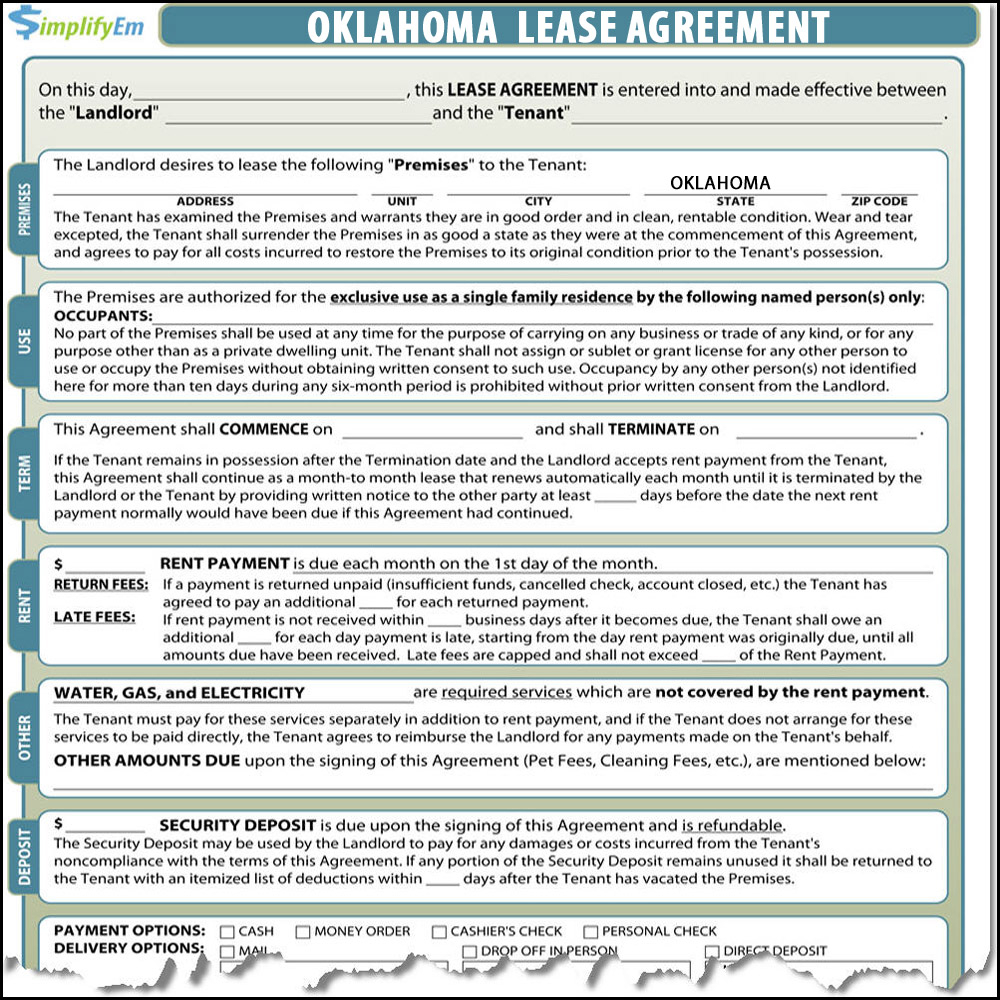 Oklahoma Lease Agreement Oklahoma Lease Agreement