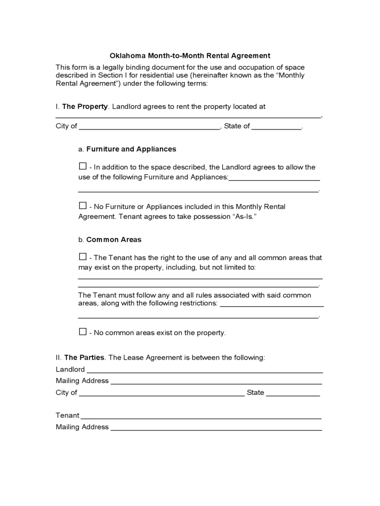 Oklahoma Lease Agreement Oklahoma Rent And Lease Template Free Templates In Pdf Word
