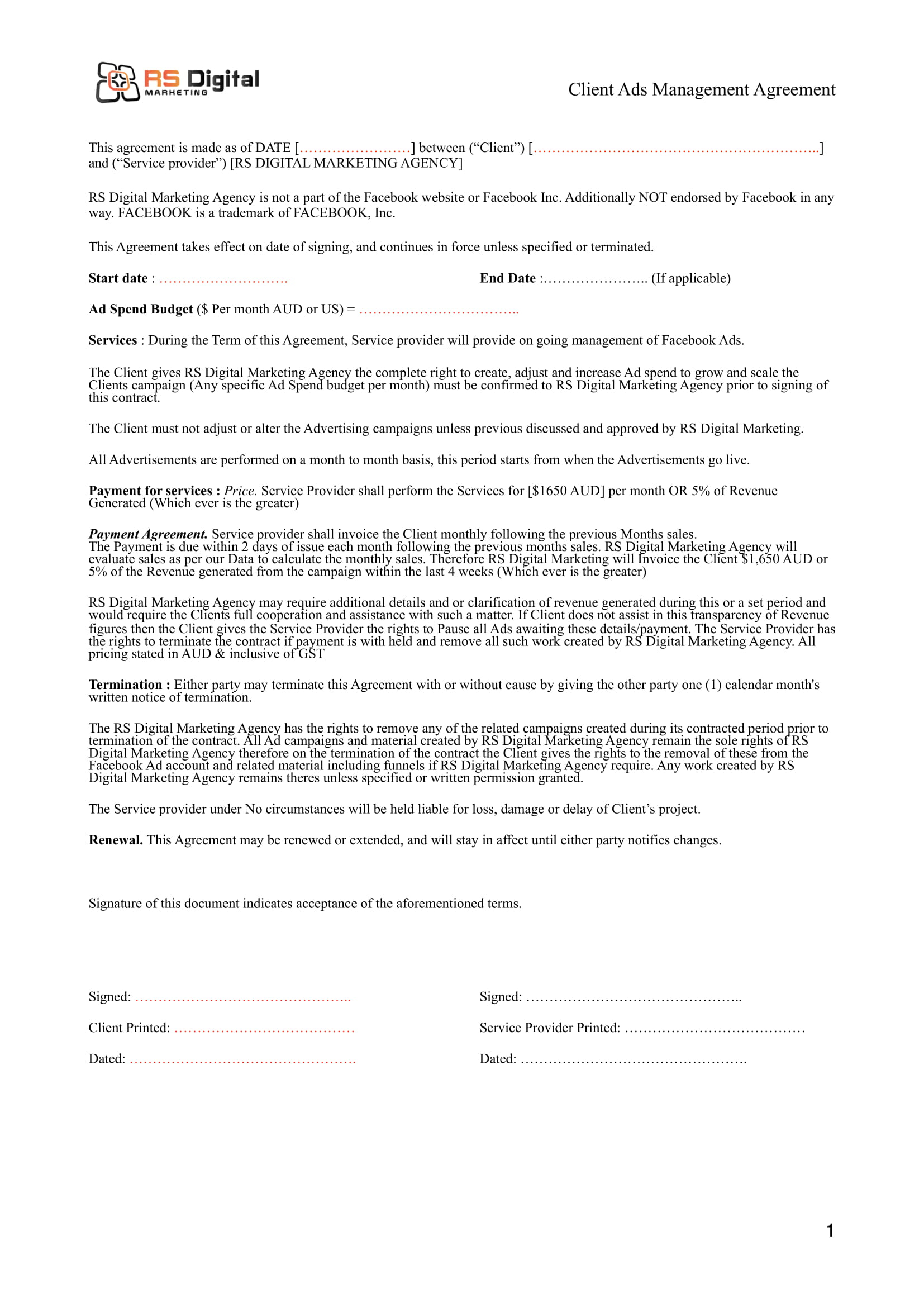 Online Marketing Agreement 29 Marketing Agreement Templates And Examples Pdf Word Pages