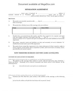 Ontario Legal Separation Agreement Template Canada Separation Agreement