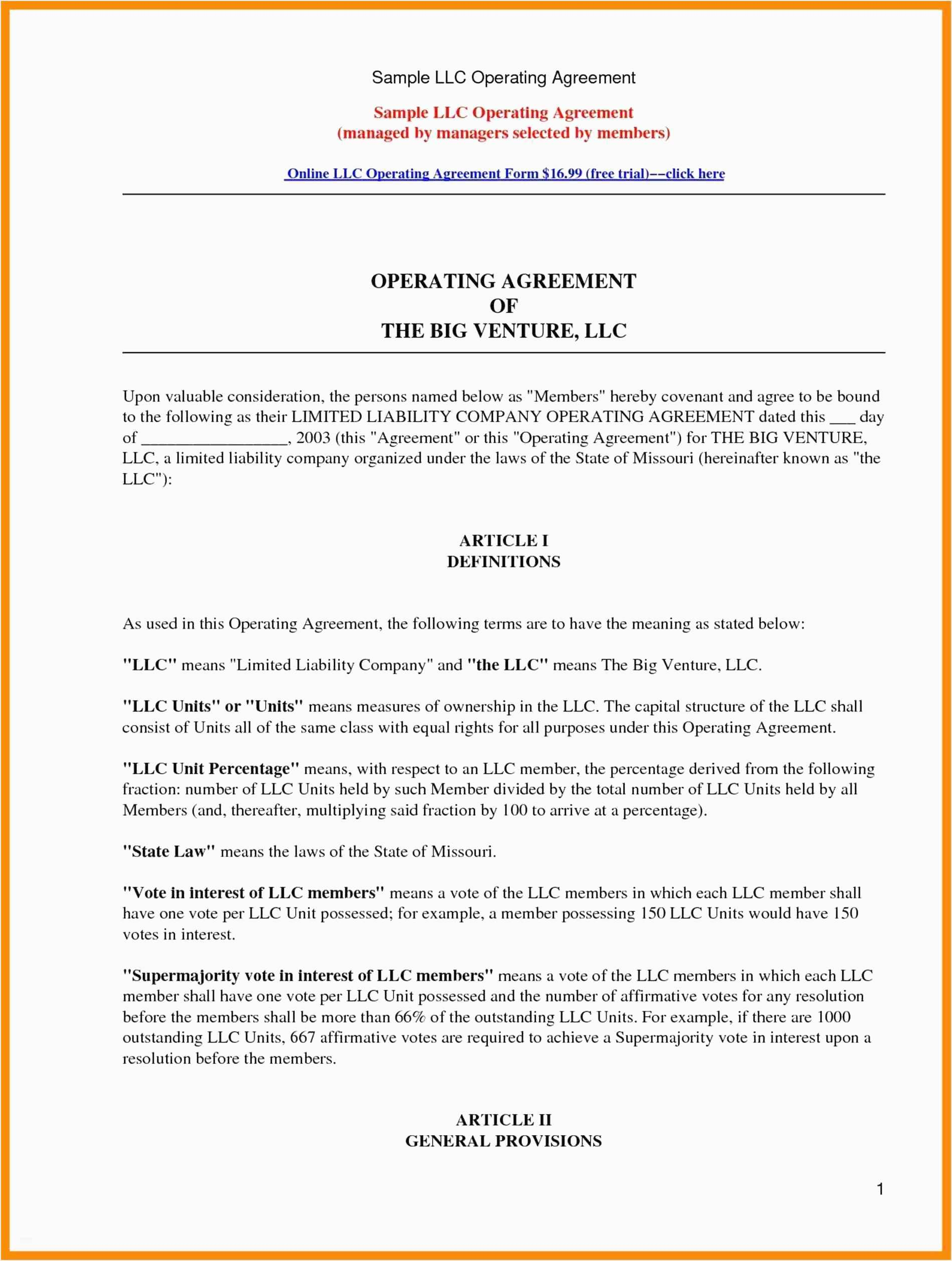 Operating Agreement Form 017 Operating Agreement Template For Llc Single Member Free Best Of