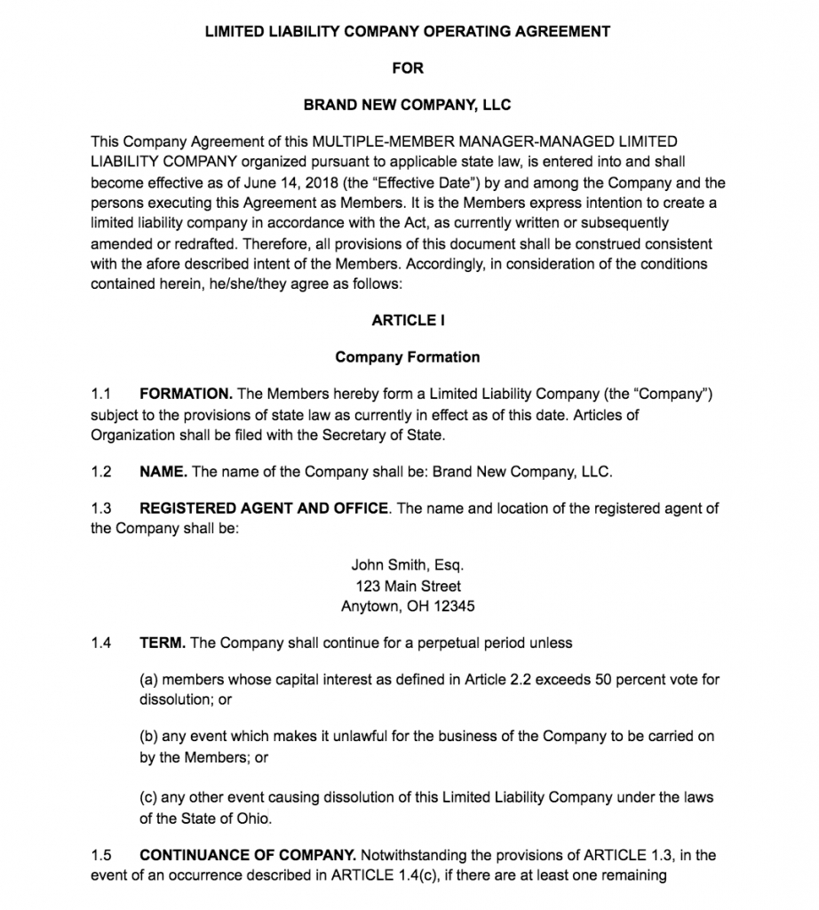 Operating Agreement Form How To Create An Llc Operating Agreement Free Templates