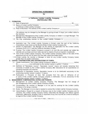 Operating Agreement Form The Sdira Llc Operating Agreement Boilerplate For Your Clients