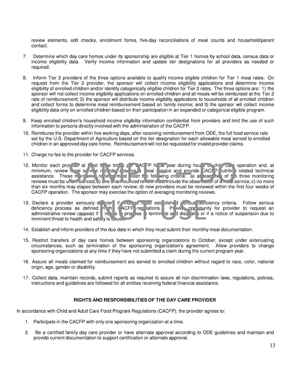 Parent Child Care Provider Agreement Cacfp Family Child Care Home Pro Simplebooklet