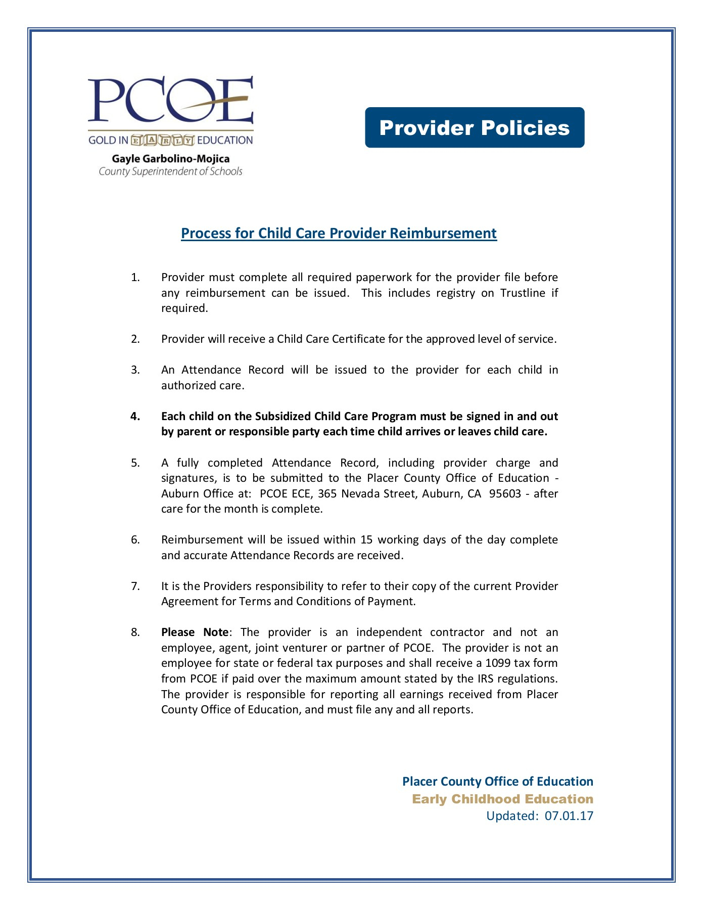 Parent Child Care Provider Agreement Ece Provider Policies Eff 717 Kc Test Pages 1 9 Text Version