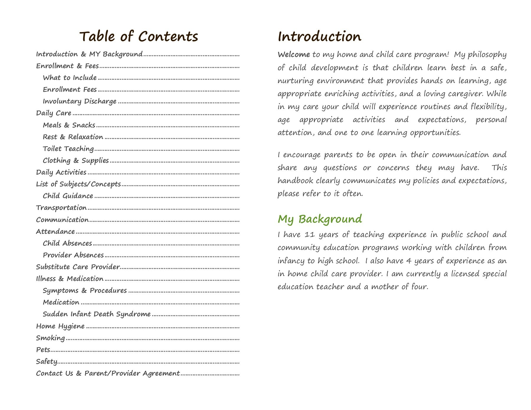 Parent Child Care Provider Agreement Second Home Child Care Policy Handbook 2015 2016 Pages 1 18