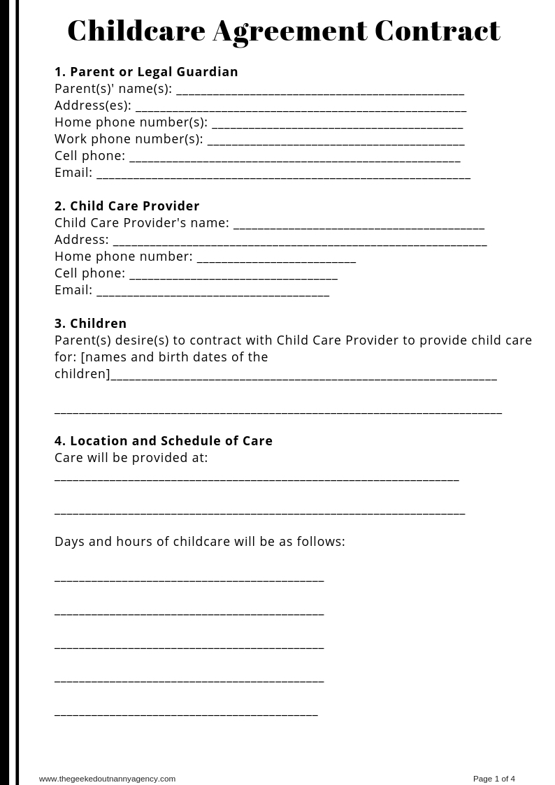 Parent Child Care Provider Agreement The Geeky Nanny On Feedspot Rss Feed