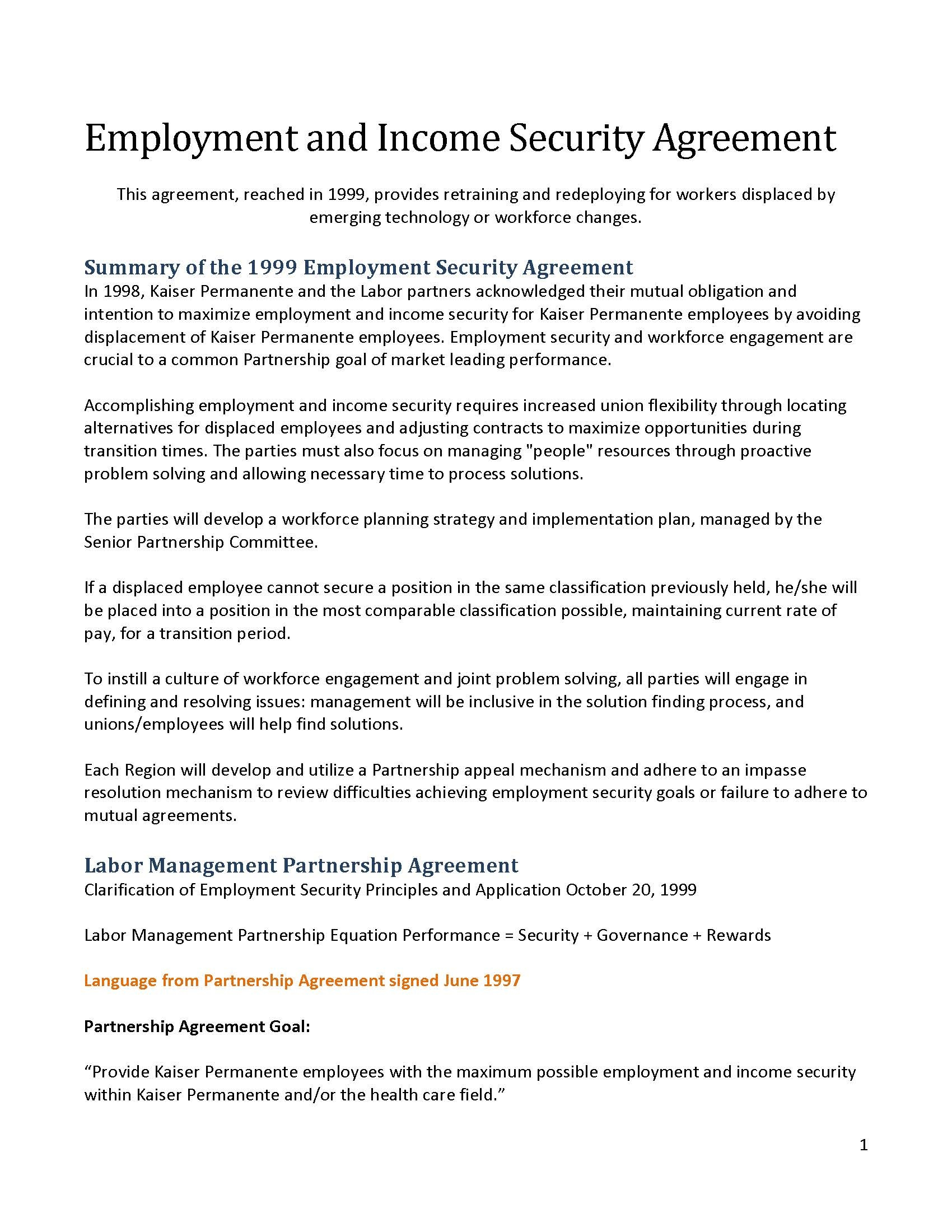 Partnership Agreement Pdf Download Employment And Income Security Agreement Labor Management Partnership