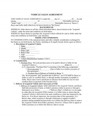 Payment Agreement Contract For Car Car Sale Agreement Template