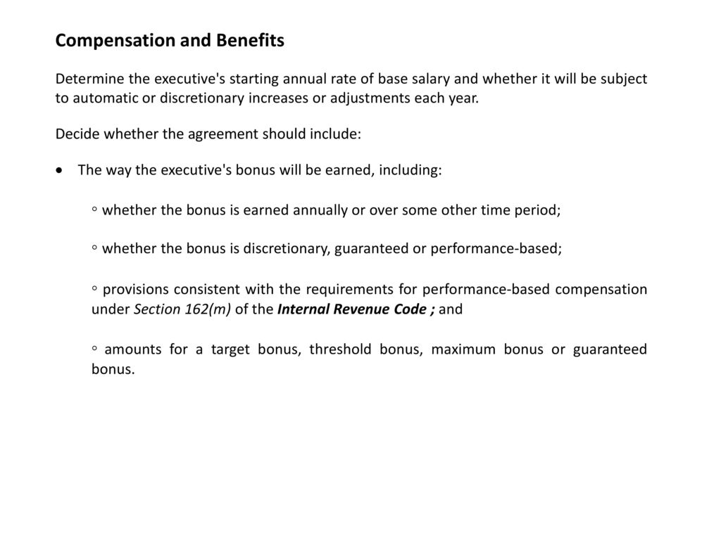 Performance Bonus Agreement Executive Employment Agreement Checklist Ppt Download