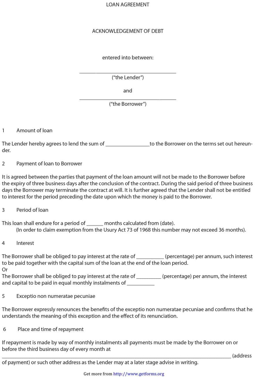Personal Agreement Template 40 Free Loan Agreement Templates Word Pdf Template Lab