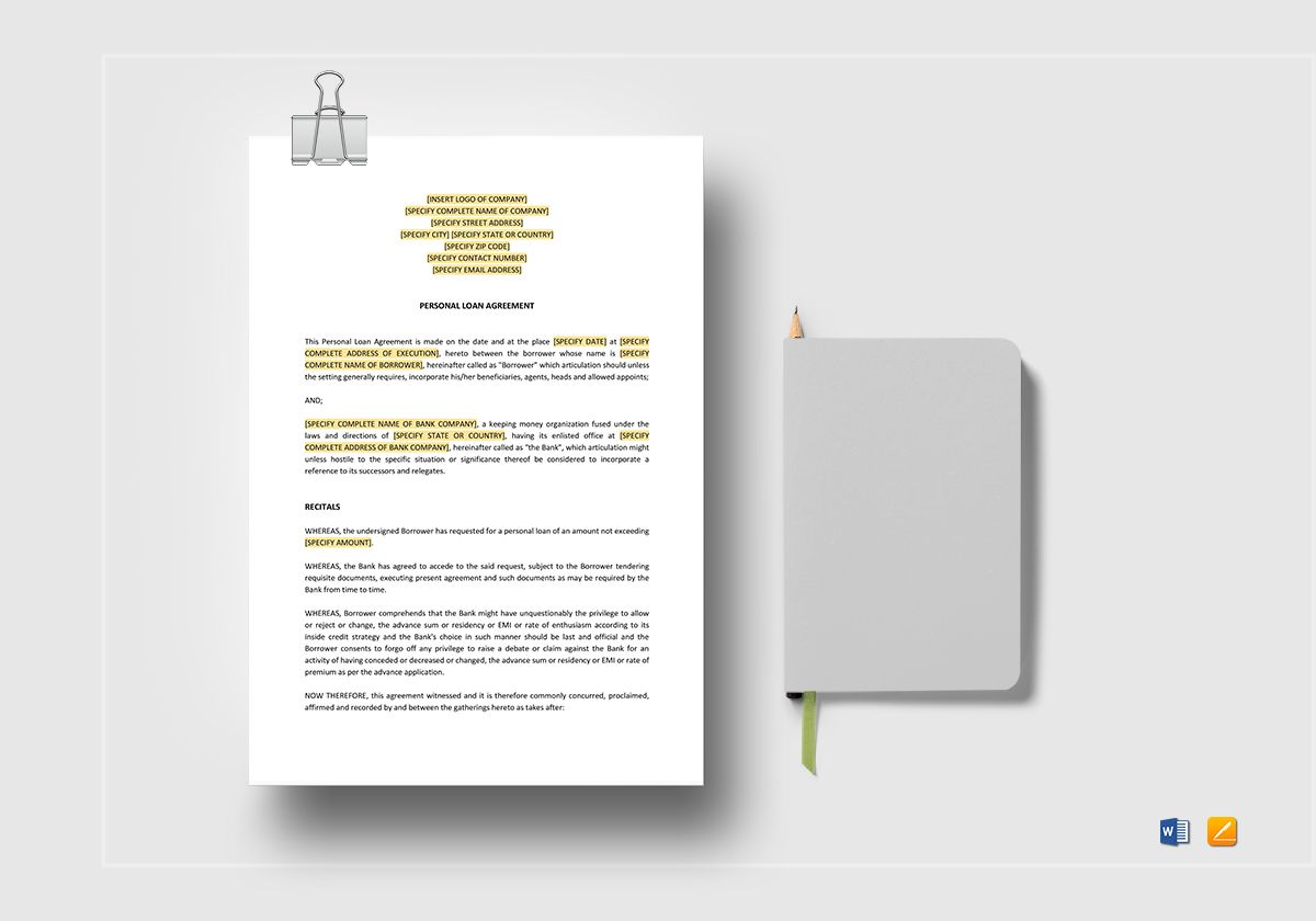 Personal Agreement Template Personal Loan Agreement Template