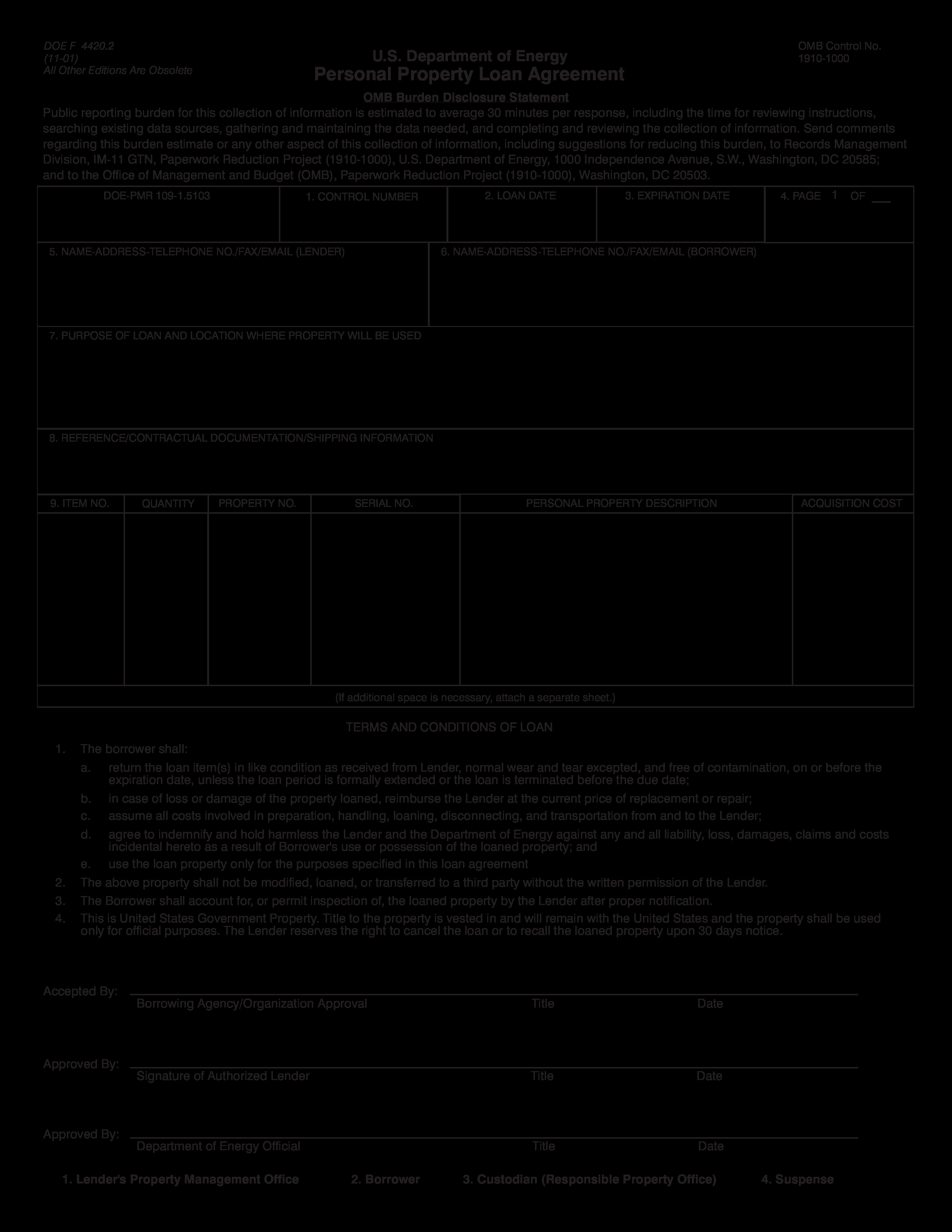 Personal Agreement Template Personal Property Loan Agreement Templates At