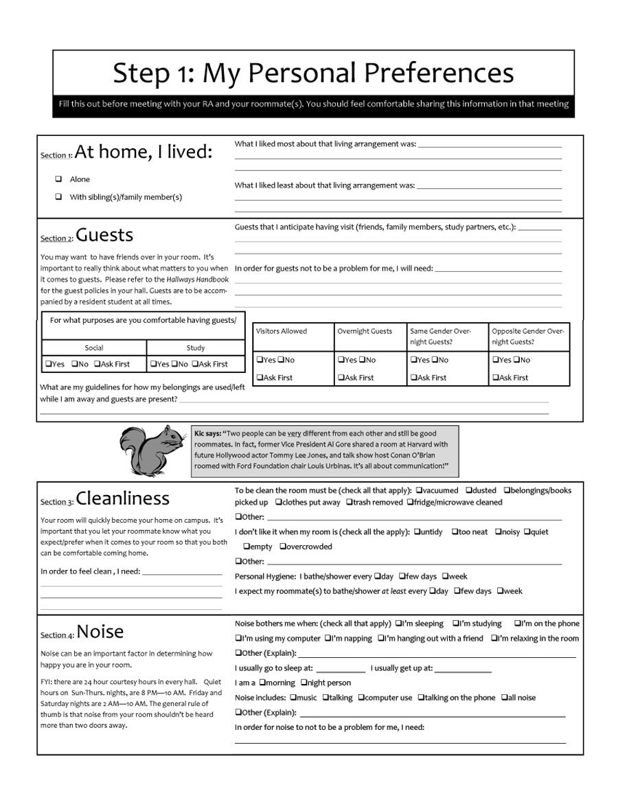 Personal Agreement Template Roommate Agreement Template Form Personal