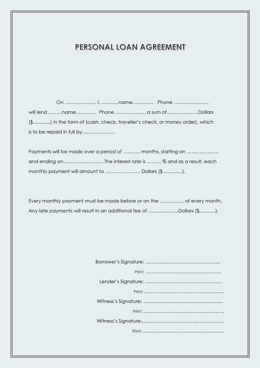 Personal Loan Agreement Letter 40 Free Loan Agreement Templates Word Pdf Template Lab