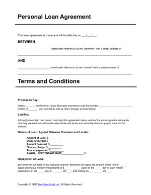 Personal Loan Agreement Template Download Personal Loan Agreement Template Pdf Rtf Word