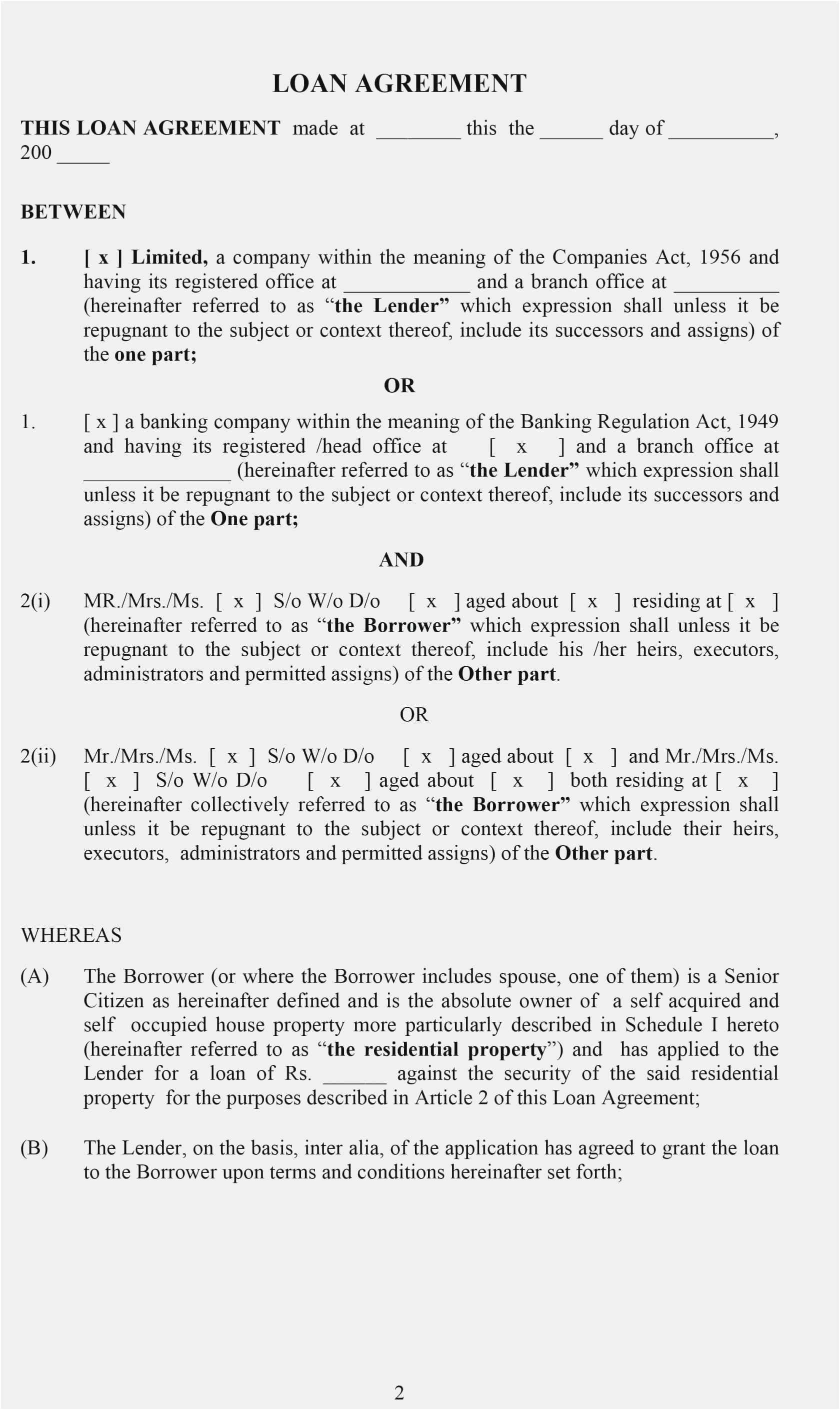 Personal Loan Agreement Template Free Collection 55 Loan Agreement Template Word New Professional