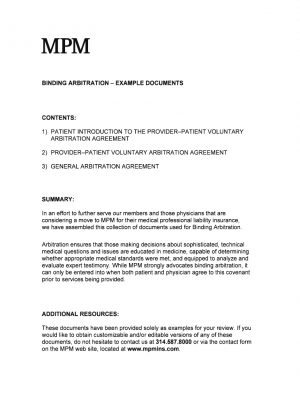 Physician Patient Arbitration Agreement Binding Arbitration Example Documents Fill Online Printable