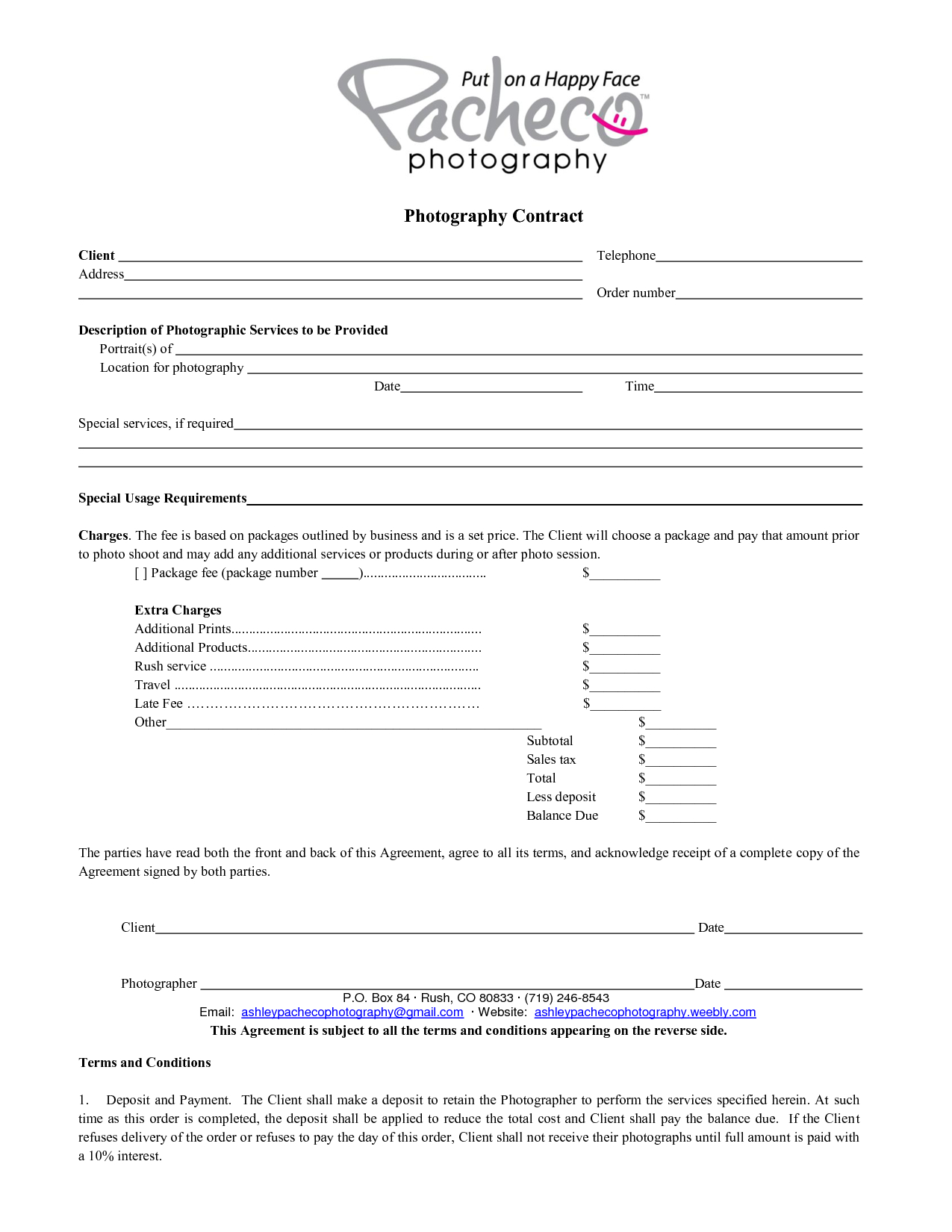 Portrait Agreement Form 007 Commercial Photography Contract Template Free Film Actor Release