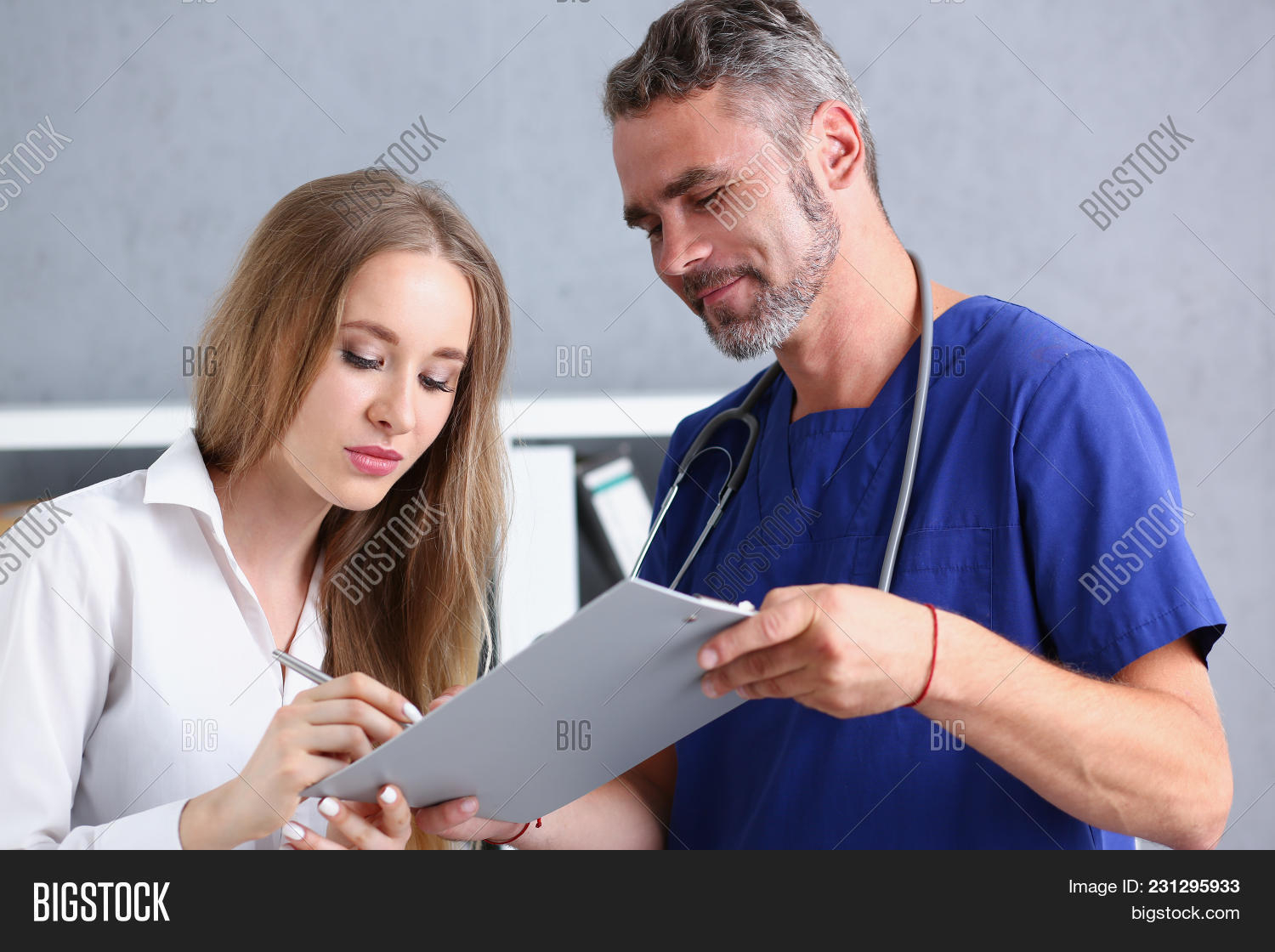 Portrait Agreement Form Handsome Mature Doctor Image Photo Free Trial Bigstock