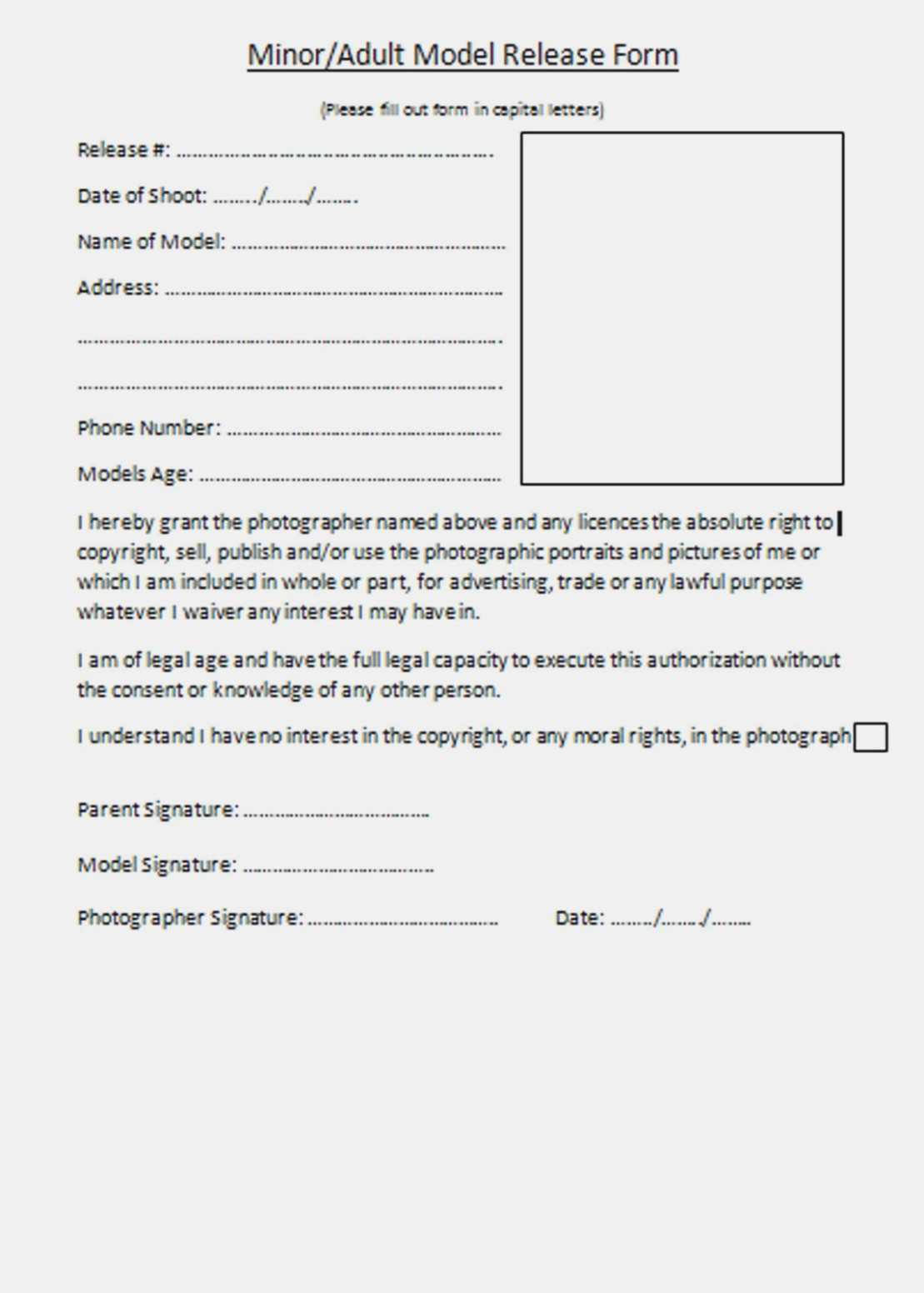 Portrait Agreement Form The Ultimate Revelation Of Photography Form Information