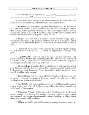 Prenuptial Agreement Checklist Prenuptial Agreement Template
