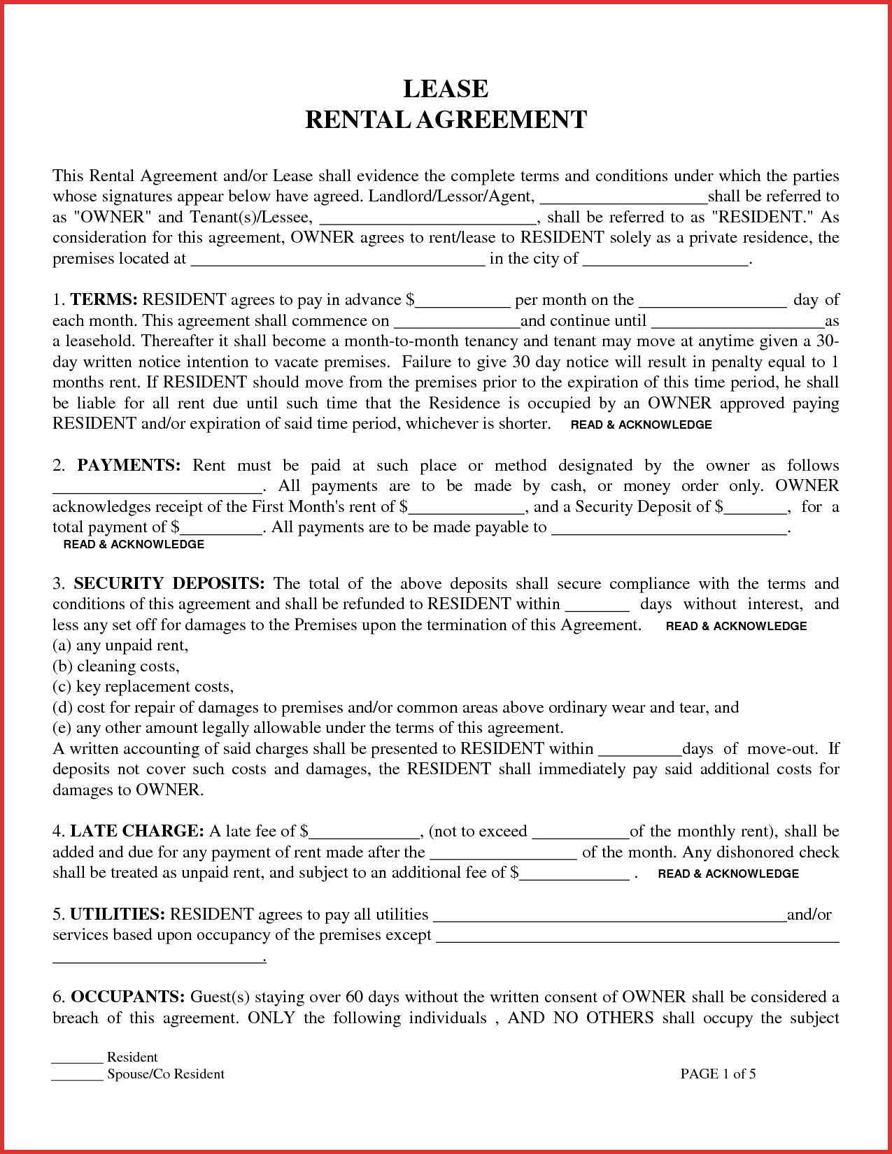 Printable Lease Agreement Apartment Lease Contract Unique Free Printable Residential Lease