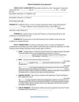 Printable Lease Agreement Download Free Alabama Residential Lease Agreement Printable Lease