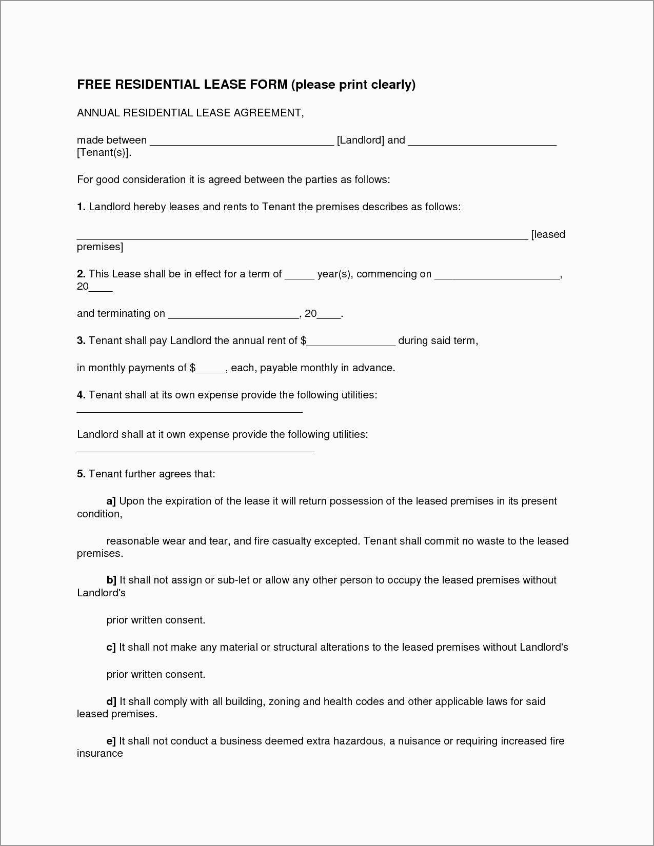 Printable Lease Agreement Free Printable Lease Template Awesome Best S Of Printable Lease