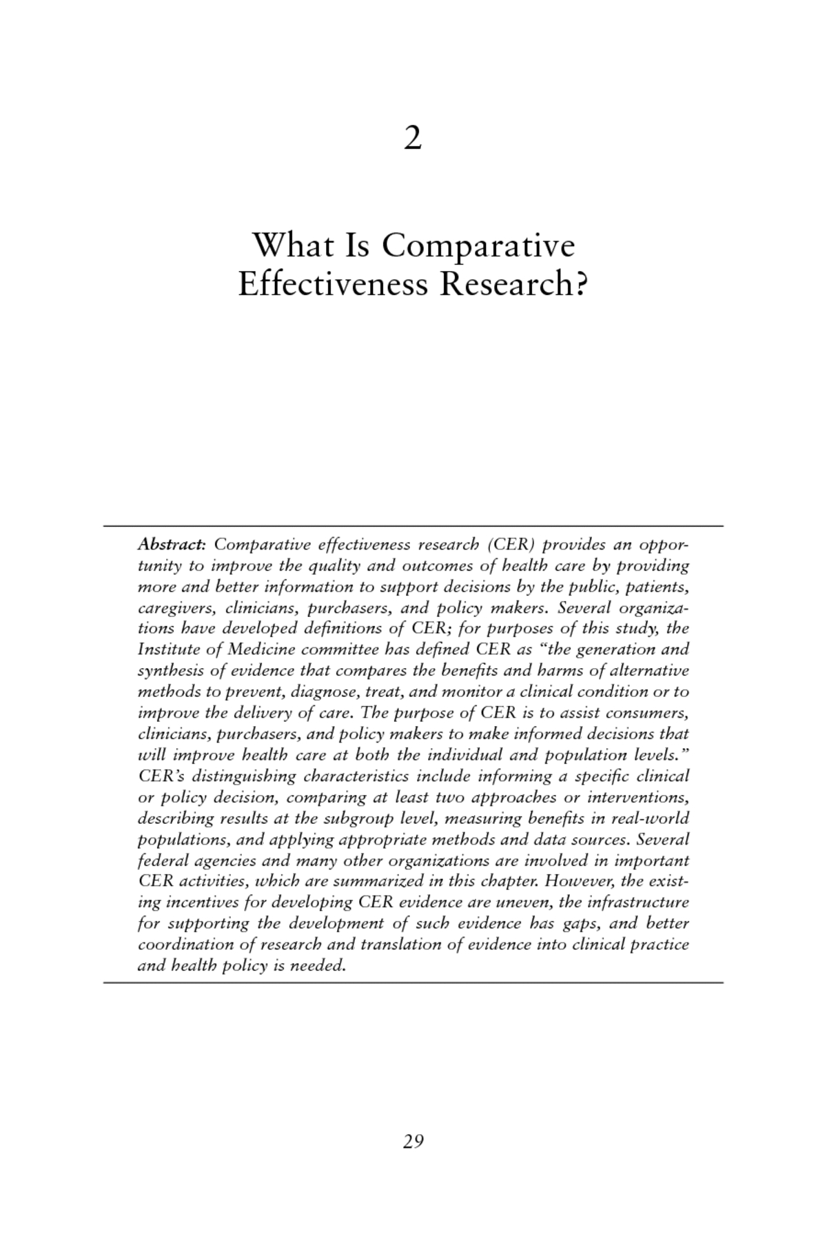 Priority Agreement Definition 2 What Is Comparative Effectiveness Research Initial National