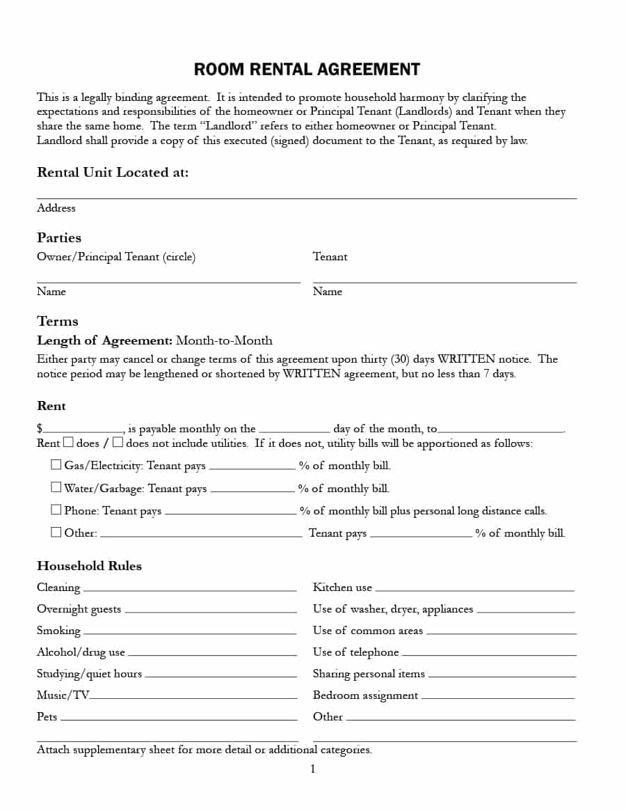 Private Rental Agreement Wa 39 Simple Room Rental Agreement Templates Template Archive