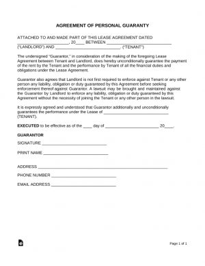 Private Rental Agreement Wa Real Estate Lease Personal Guarantee Co Sign Form Eforms Free