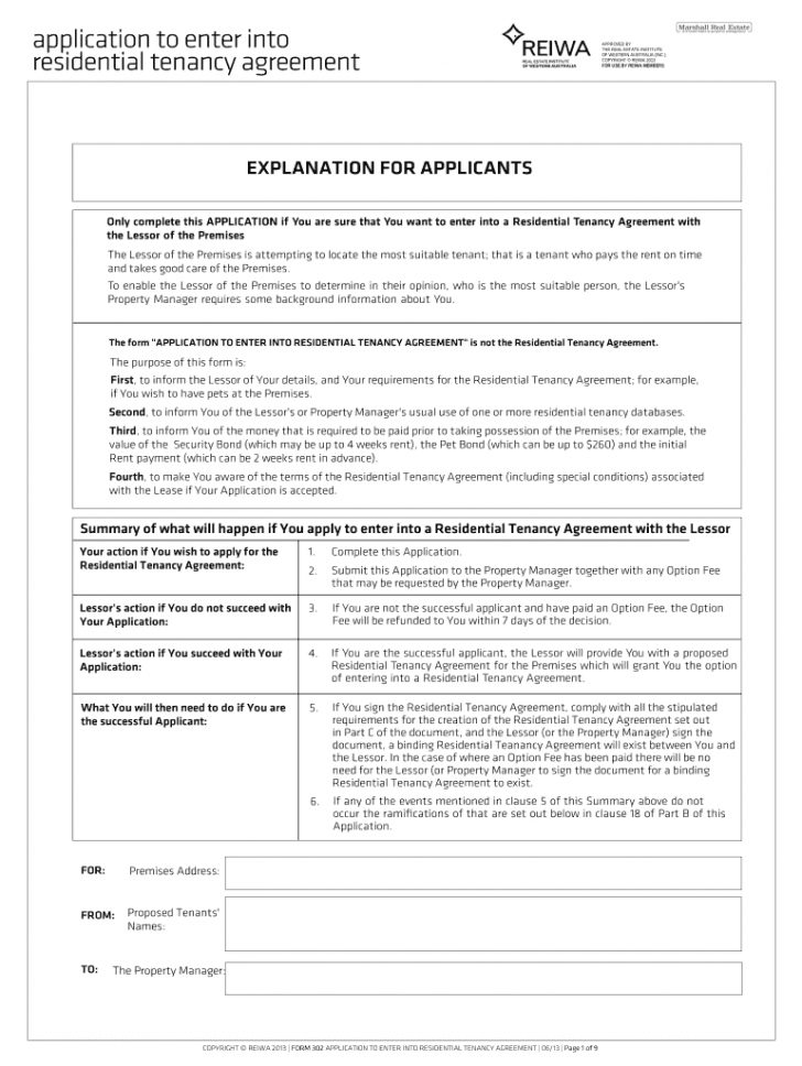 Private Rental Agreement Wa Reiwa Form Application Fill Online
