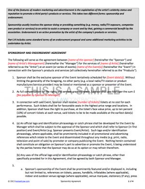 Product Purchase Agreement Template Sponsorship Contract