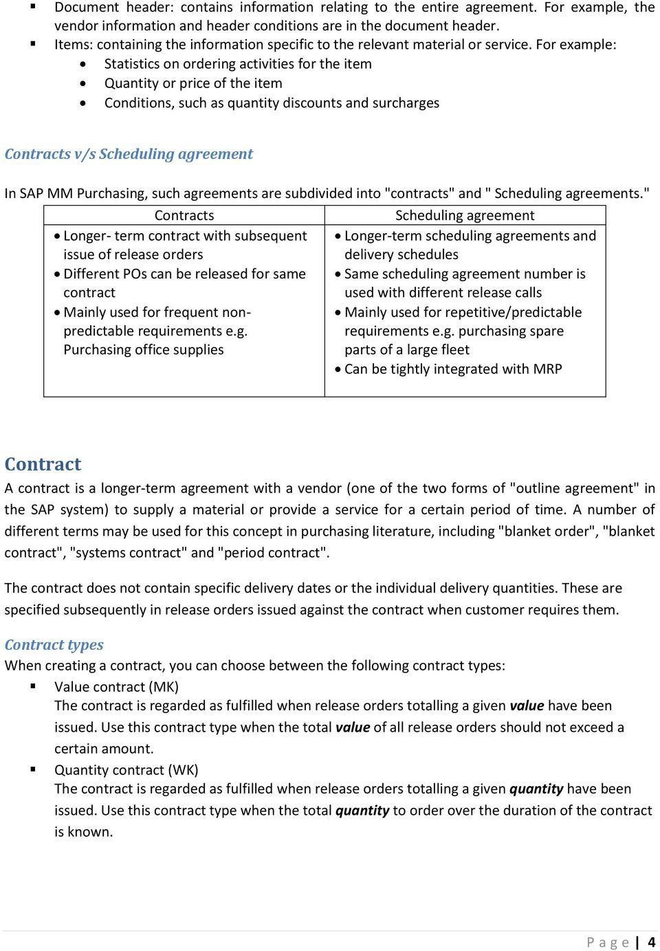 Purchase Order Agreement Outline Agreementscontracts In Sap Pdf