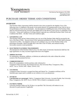 Purchase Order Agreement Purchase Order Terms And Conditions