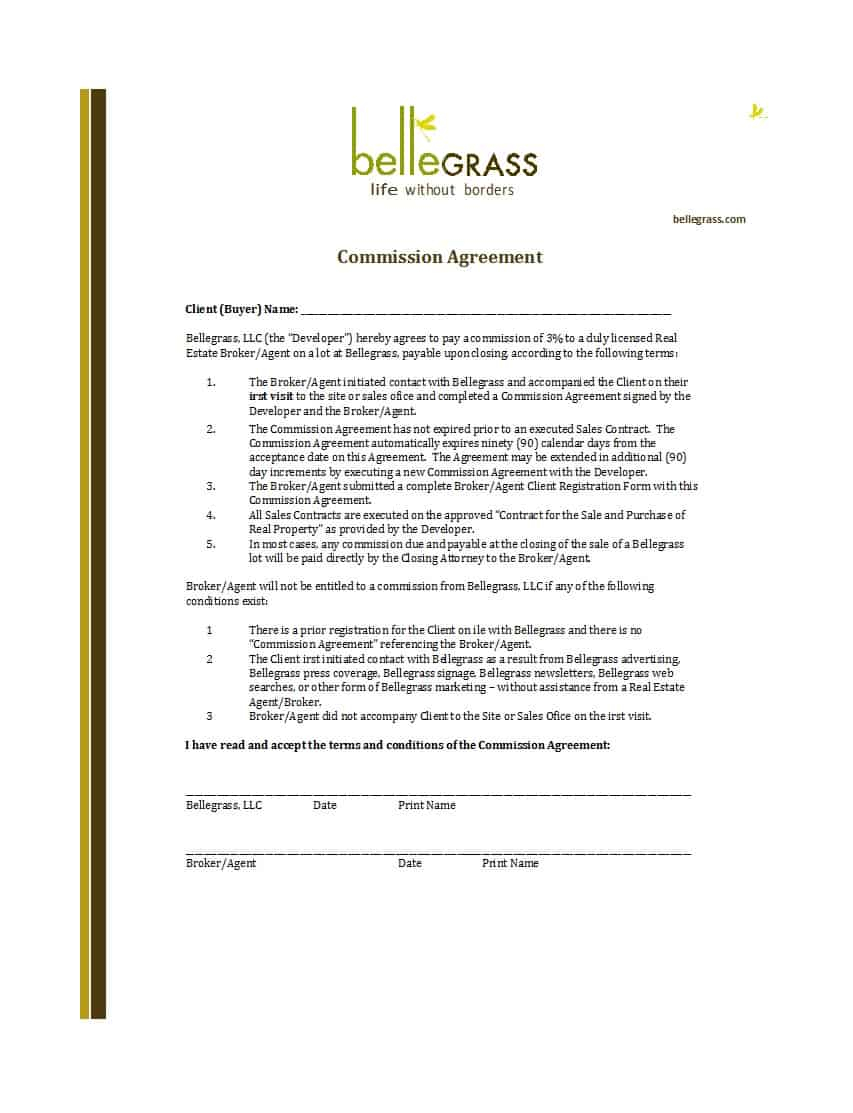 Real Estate Broker Employment Agreement 36 Free Commission Agreements Sales Real Estate Contractor