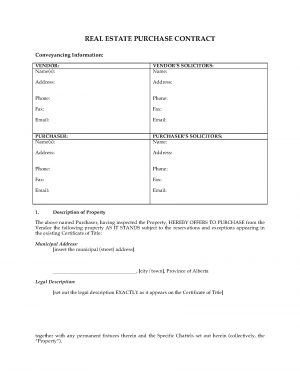 Real Estate Purchase Agreement Form Alberta As Is Real Estate Purchase Contract