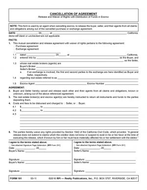 Real Estate Purchase Agreement Form Purchase Agreement Cancellation Termination Of Right To Buy Or