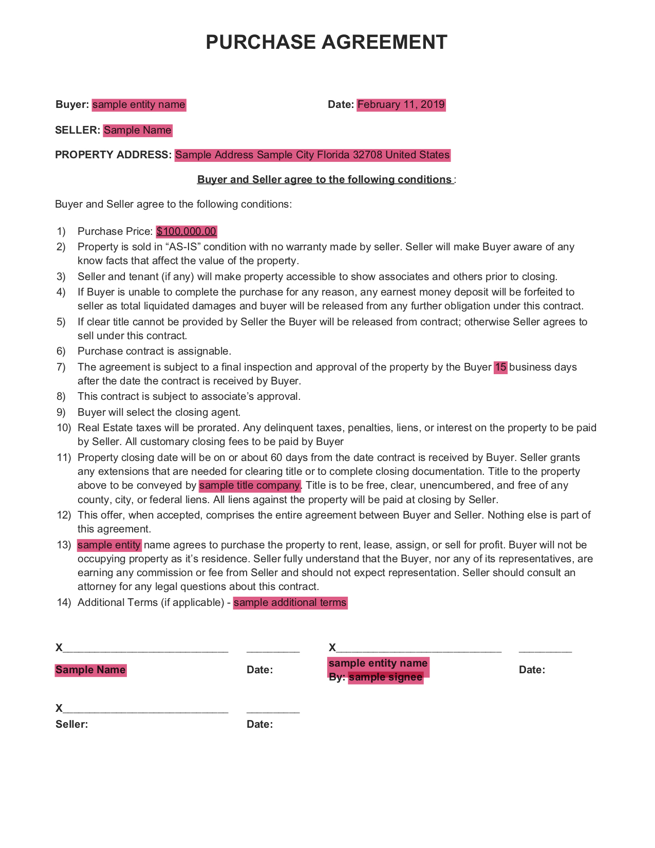 Real Estate Purchase Agreement Form Purchase Contract Investorfuse Real Estate Investor Follow Up