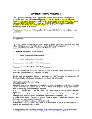 Rental Agreement Contract 44 Simple Equipment Lease Agreement Templates Template Lab