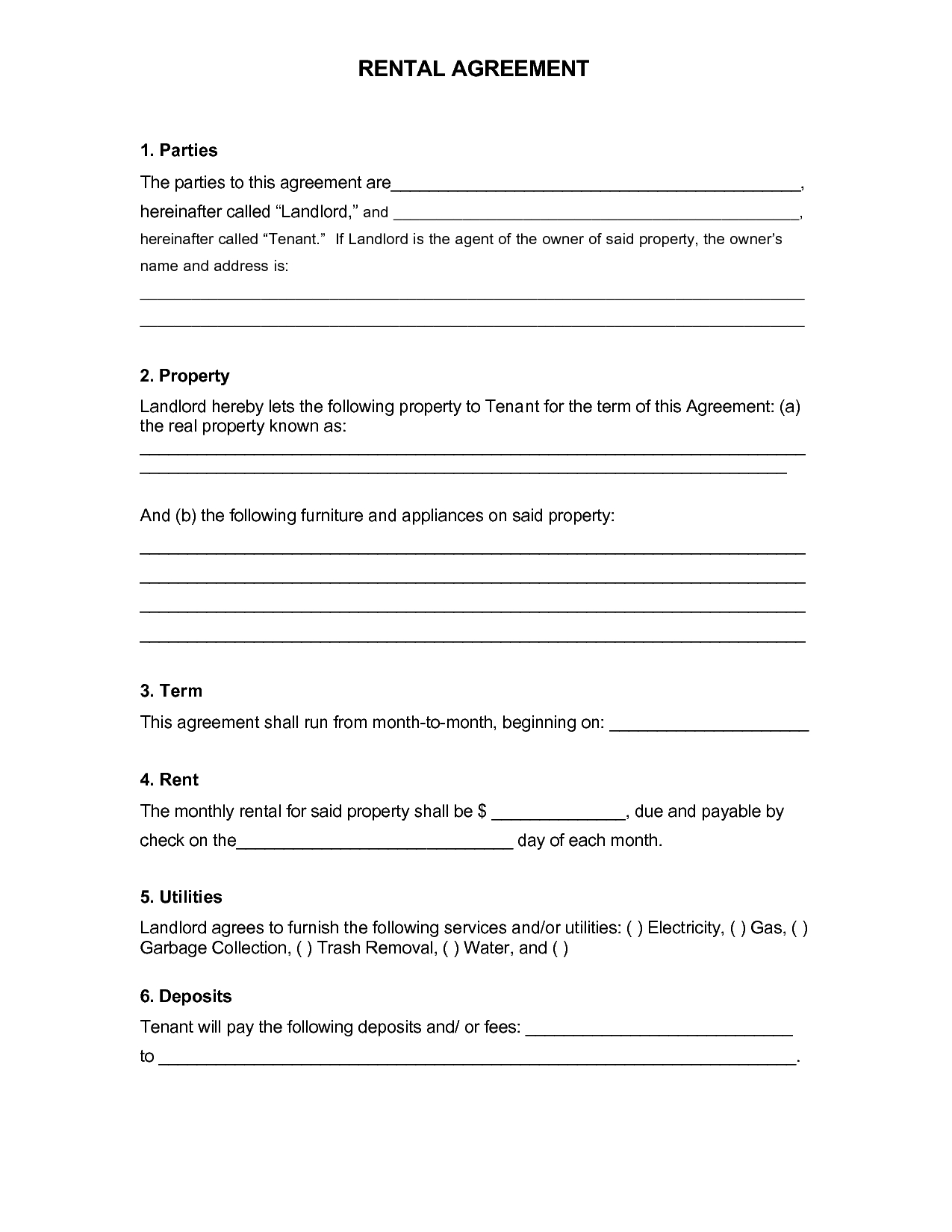 Rental Agreement Free Form 005 Template Ideas Free Rental Lease Agreement Form Pdf 693886