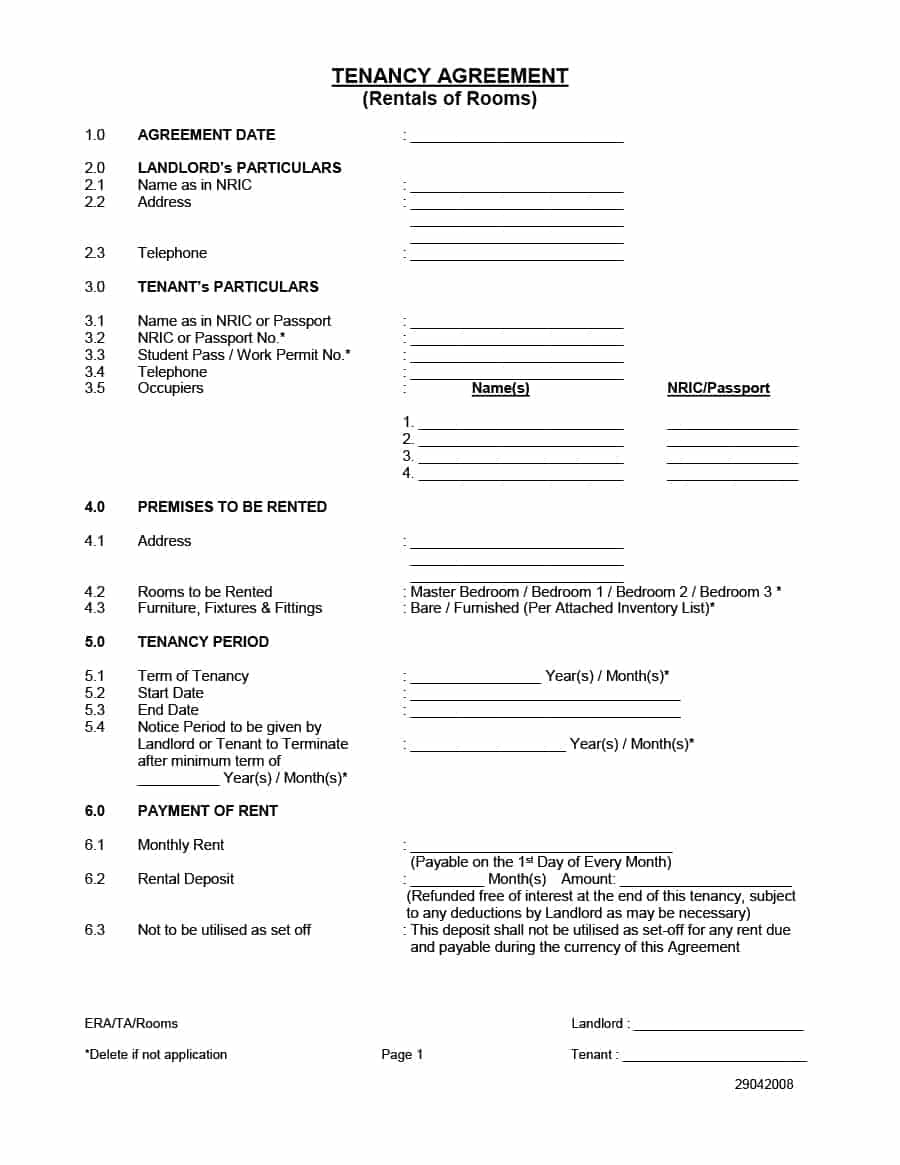 Rental Agreement Free Form 39 Simple Room Rental Agreement Templates Template Archive