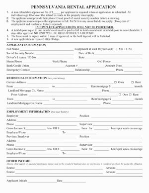 Rental Agreement Pa Rental Application Form Pa How To Get People To Like Marianowo