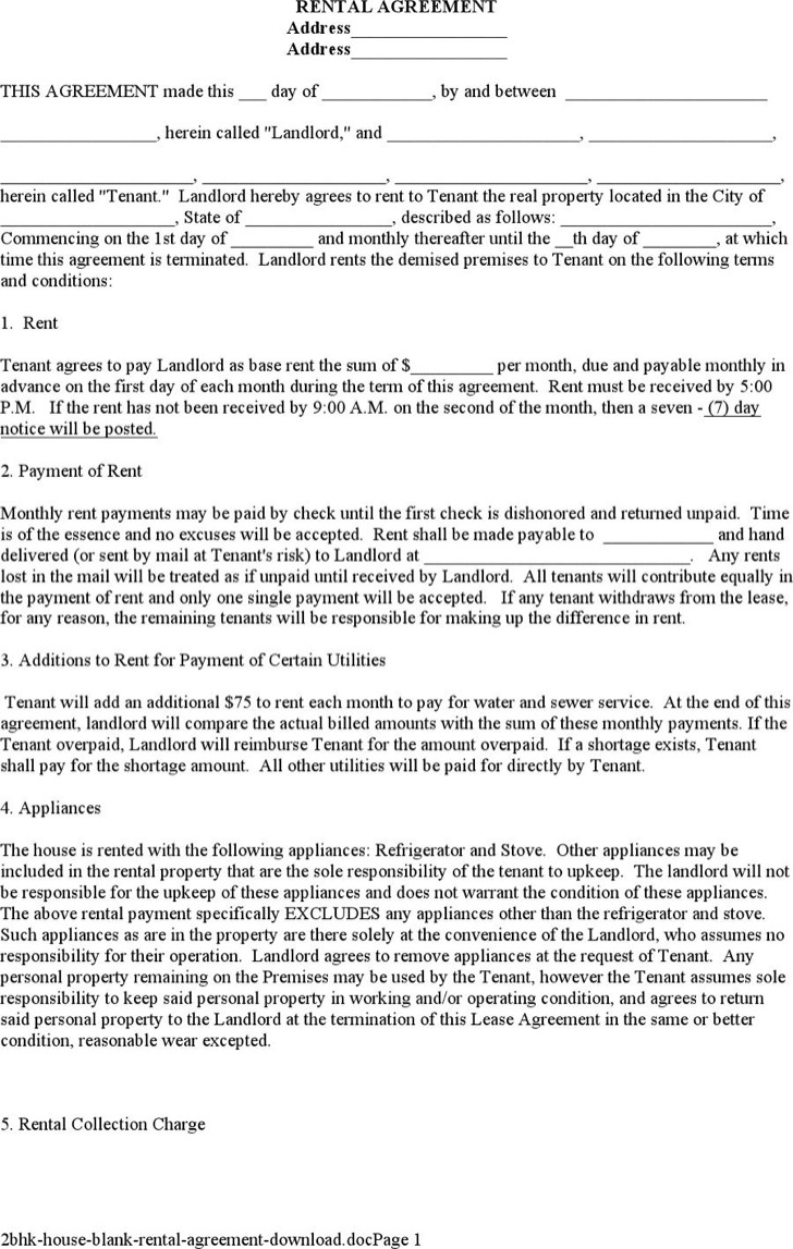 Rental Agreement Template Free 12 Blank Rental Agreement Templates Free Download