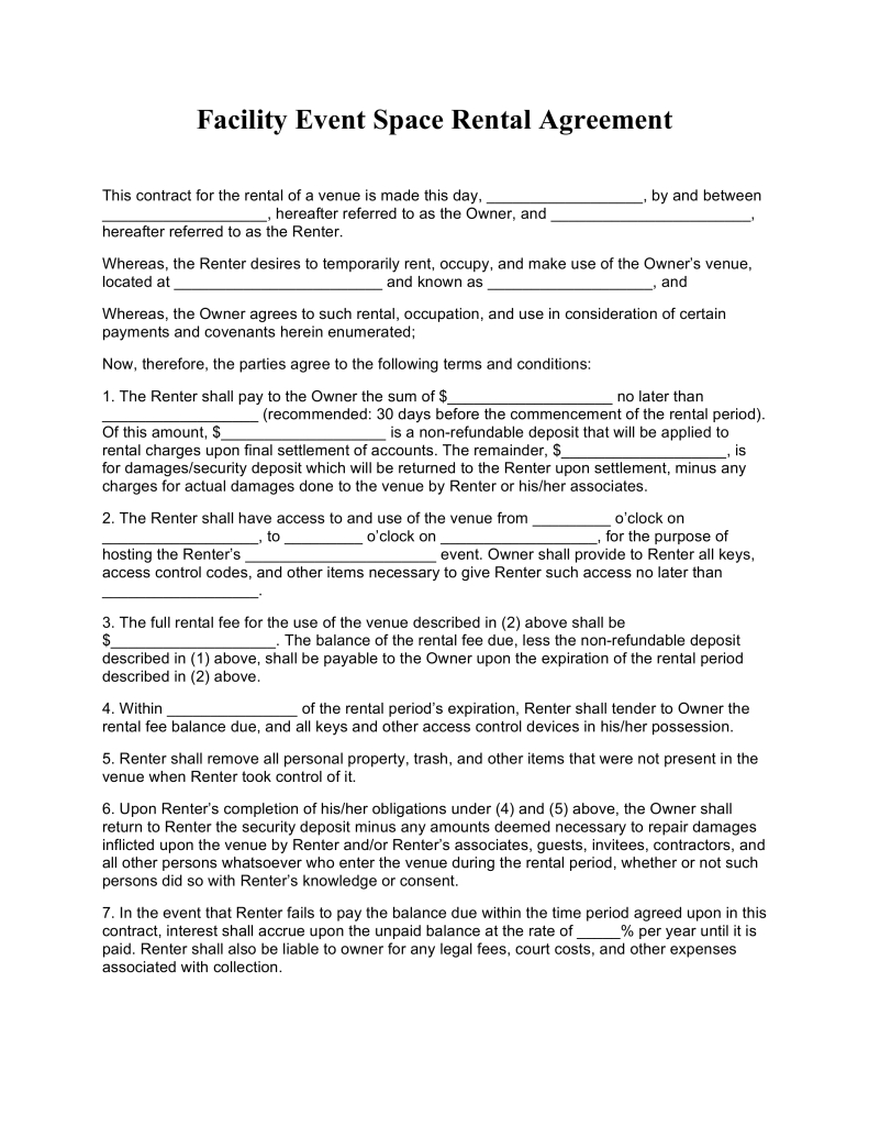 Rental Agreement Template Free Agreements Small Business Free Forms