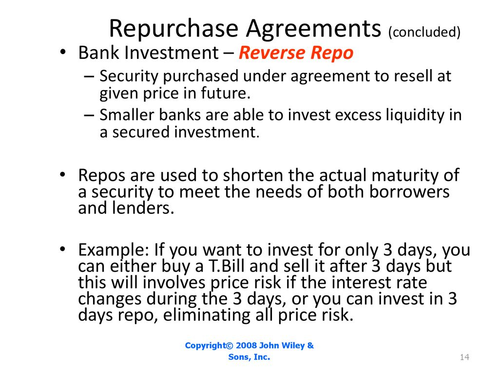 Repurchase Agreement Example Chapter 7 Money Markets Ppt Download