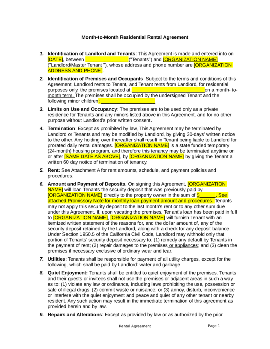 Residential Lease Agreement Doc 2019 Rental Agreement Fillable Printable Pdf Forms Handypdf